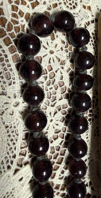 Antique Hand Knotted Amethyst Glass Bead Necklace