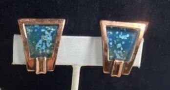 Matisse Copper Enamel Earrings Clip Teal