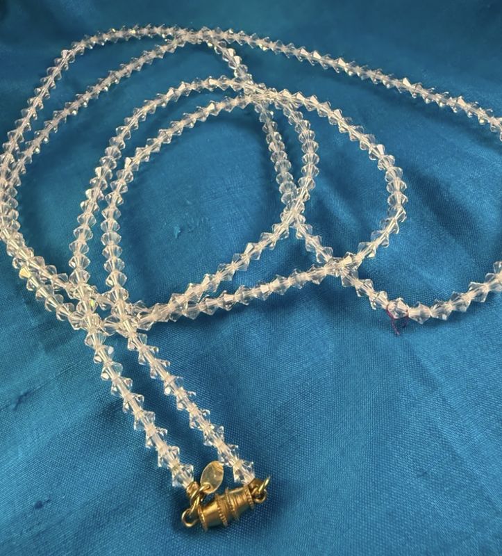 Vintage Jolaine Bicone Crystal Bead Barrel Screw Clasp
