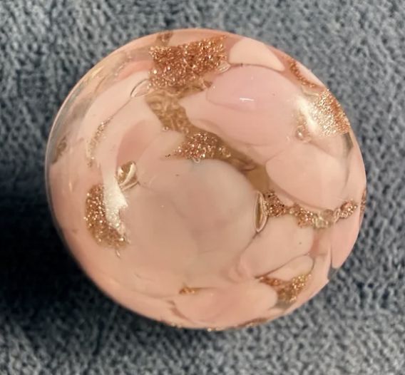 Murano Glass Pink Button Clip Earrings with Gold Flecks