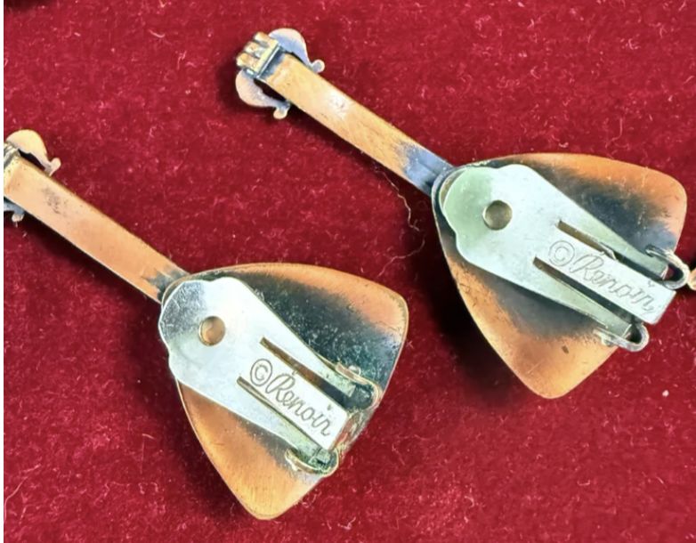 Mandolin Copper Renoir Clip Earrings