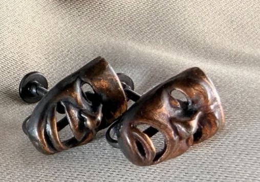 1950s Copper Comedy and Tragedy Screw Back Earrings Choice