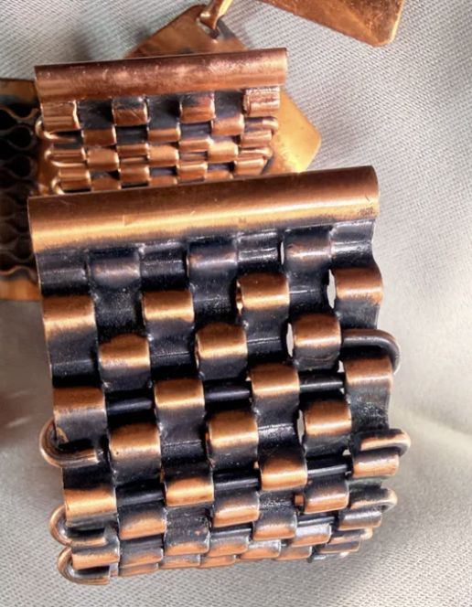 Woven Copper Bracelet Cuff 1950s