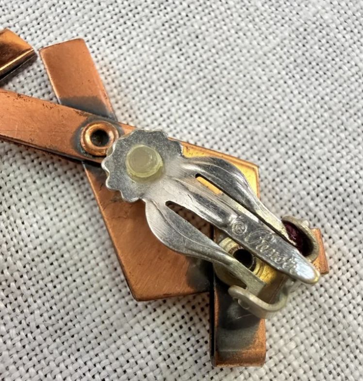 Renoir Copper X Shape Clip Earrings