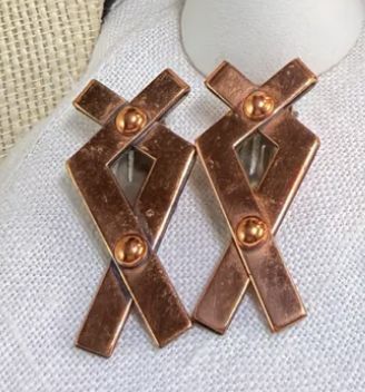 Renoir Copper X Shape Clip Earrings