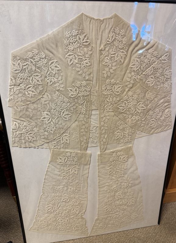 Antique Irish Crochet and Embroidery on Lace Wedding Cape and Sleeves