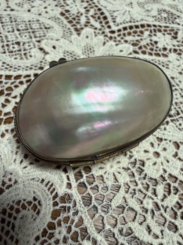 Mother of Pearl Hinged Trinket/Sewing Box