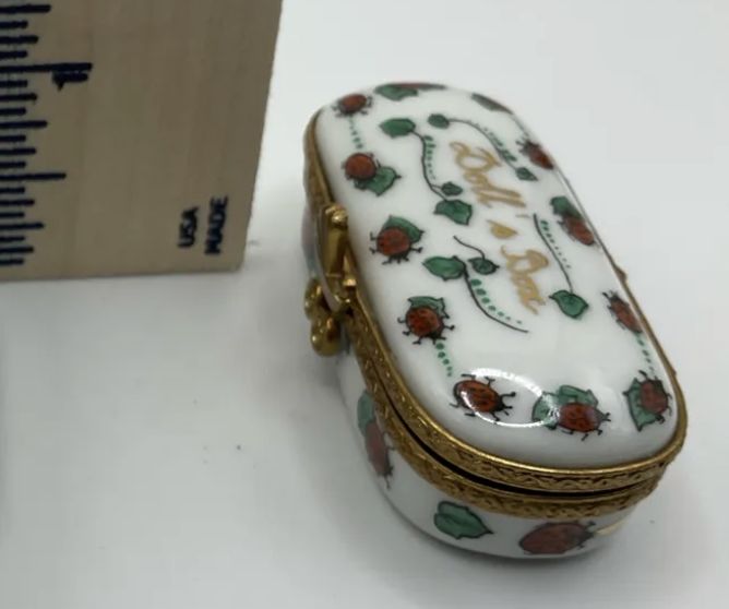 Limoges France Hand Painted Porcelain Trinket Doll W/Frozen Charlotte