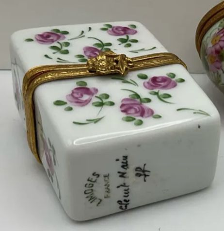Limoges France Hand Painted Porcelain Trinket Perfume Bottle