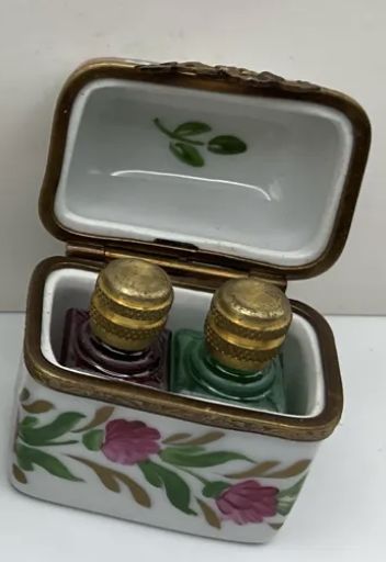 Limoges France Hand Painted Porcelain Trinket Perfume Bottles