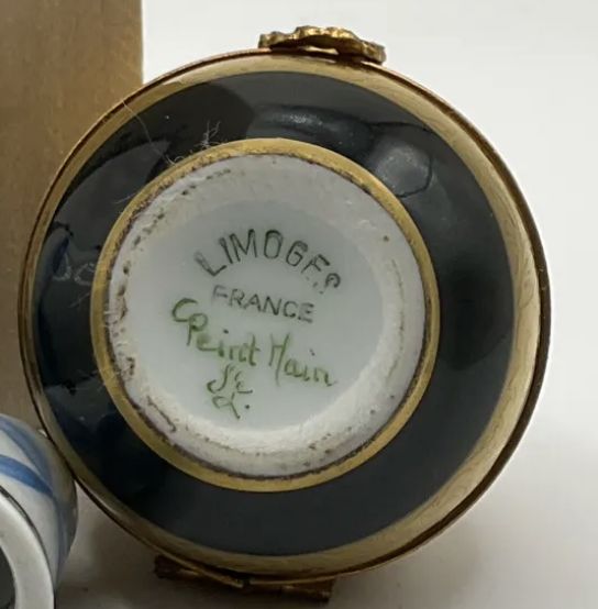 Limoges France Hand Painted Porcelain Trinket Gold Floral Sphere