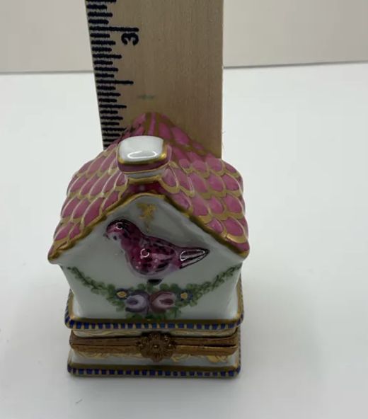 Limoges Peint Main Garden Theme Trinket France Birdhouse