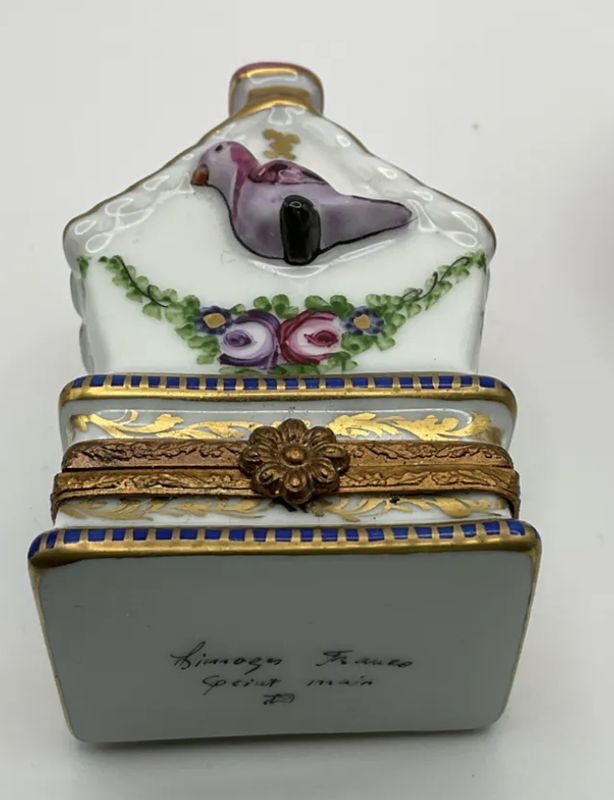Limoges Peint Main Garden Theme Trinket France Birdhouse