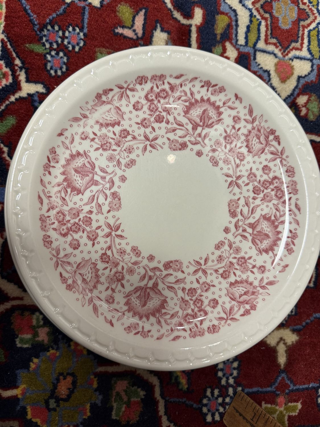 7 Syracuse Diner-ware 9" Plates Dinner Red and Cream Floral