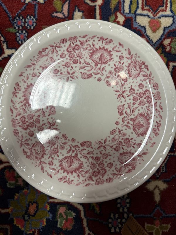 7 Syracuse Diner-ware 9" Plates Dinner Red and Cream Floral