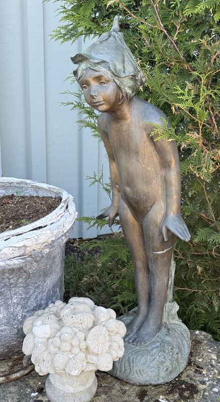 After Edward Henry Berge (1876-1924). "Wild Flower" Bronze Garden Fountain Statue
