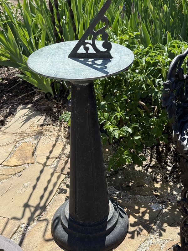 Metal Sun Dial on Column Stand for the Garden or Foyer