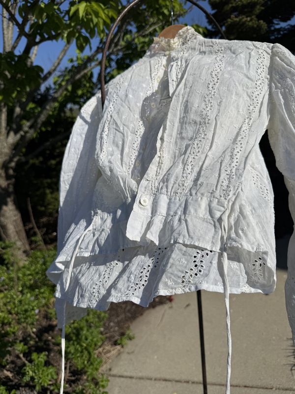Genuine Victorian Cotton Womens Blouse w/Cut Work, Lace, and Embroidery