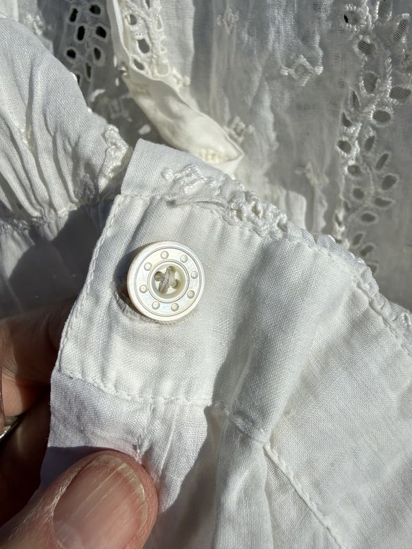 Genuine Victorian Cotton Womens Blouse w/Cut Work, Lace, and Embroidery