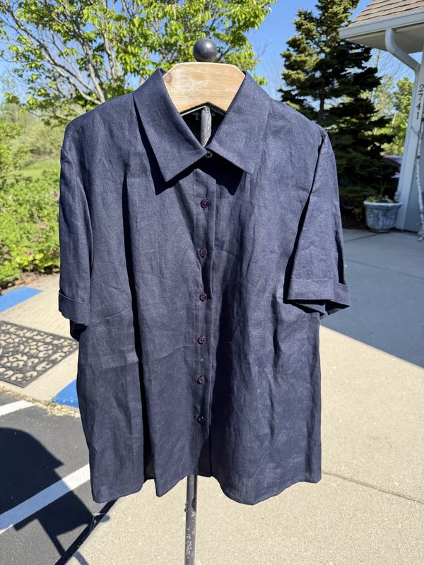 Tomatsu 100% Linen 18W Short Sleeve Blouse