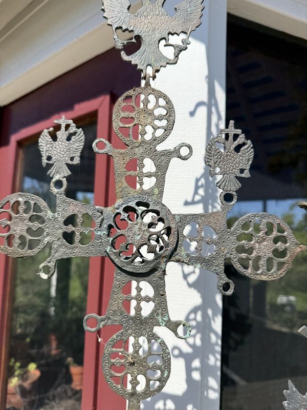Brass Byzantine Cross Candle Holder Garden or Indoor Hanger