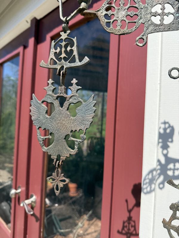 Brass Byzantine Cross Candle Holder Garden or Indoor Hanger