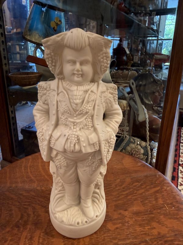 Antique Parian Bisque 19th Century  "Modern" Bacchus Figure Vase