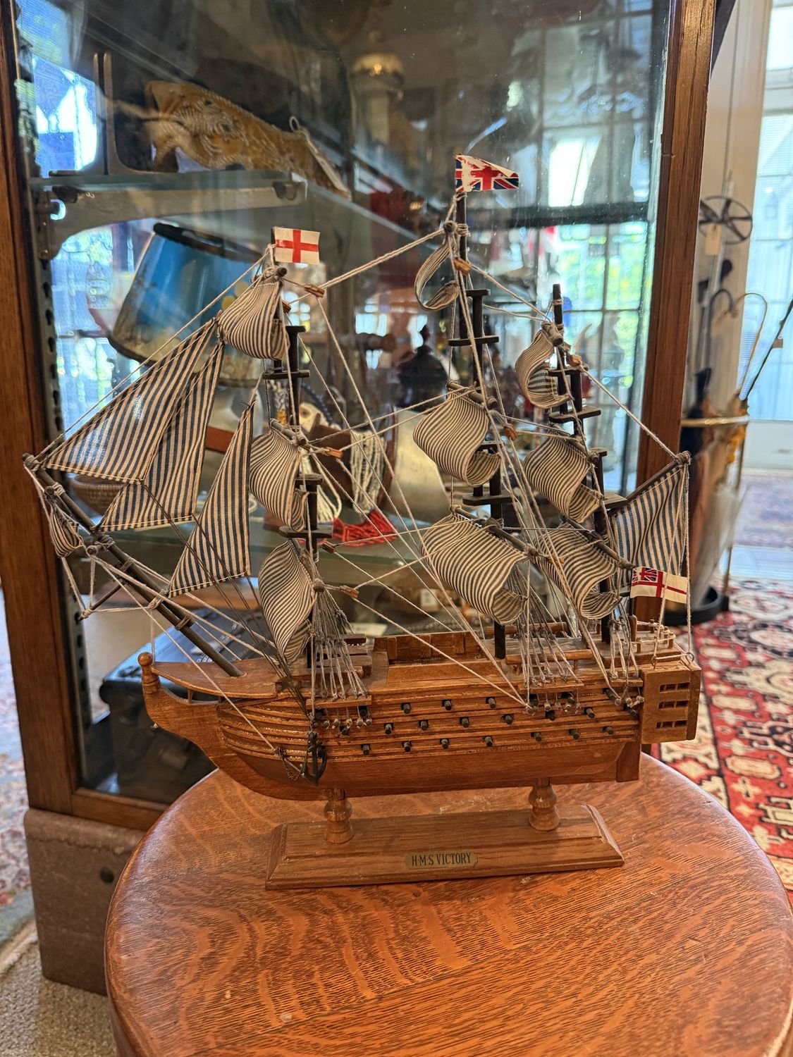 HMS Victory Wooden Tall Ship Model on Stand Nautical Decor