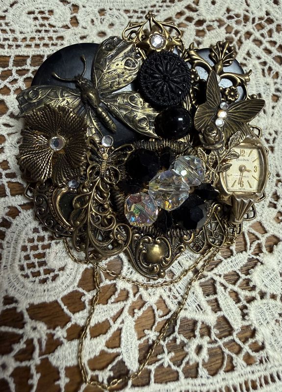 Assemblage Brooch "Meadow in Flight" Kindred Spirit Collection