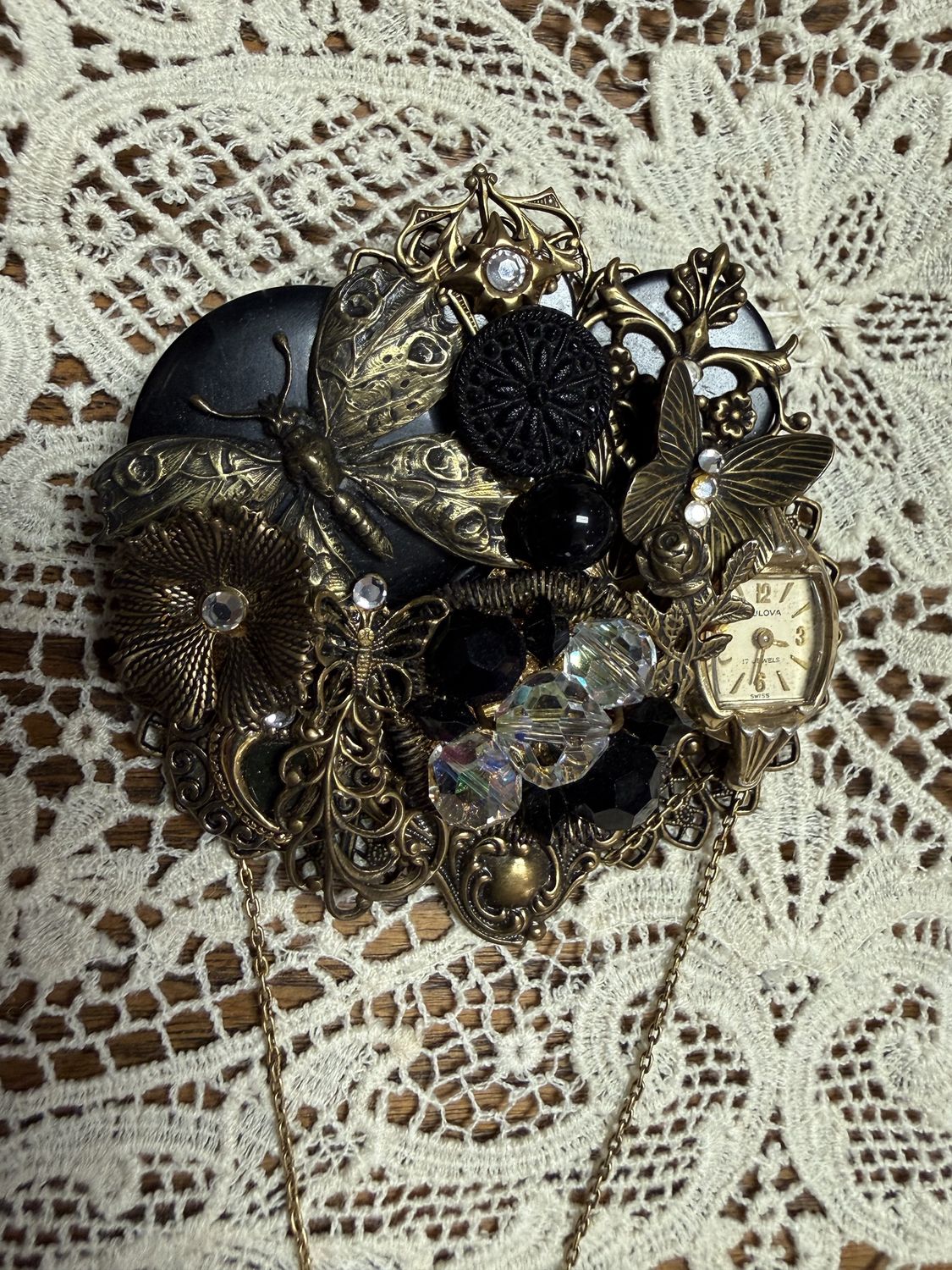 Assemblage Brooch "Meadow in Flight" Kindred Spirit Collection