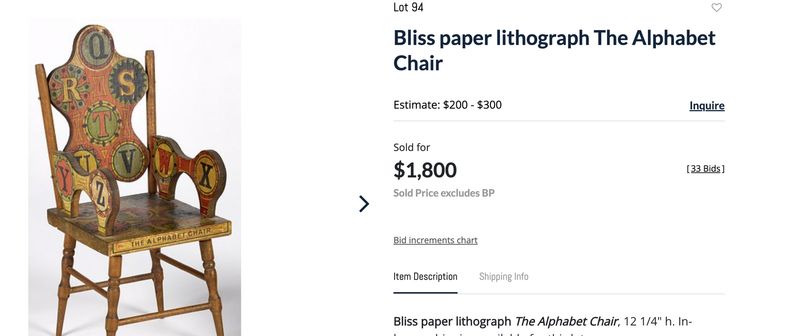 Bliss Paper Lithograph "The Alphabet Chair"