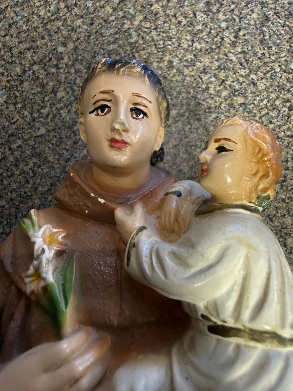St. Anthony Vintage Chalkware with Baby Jesus on Book