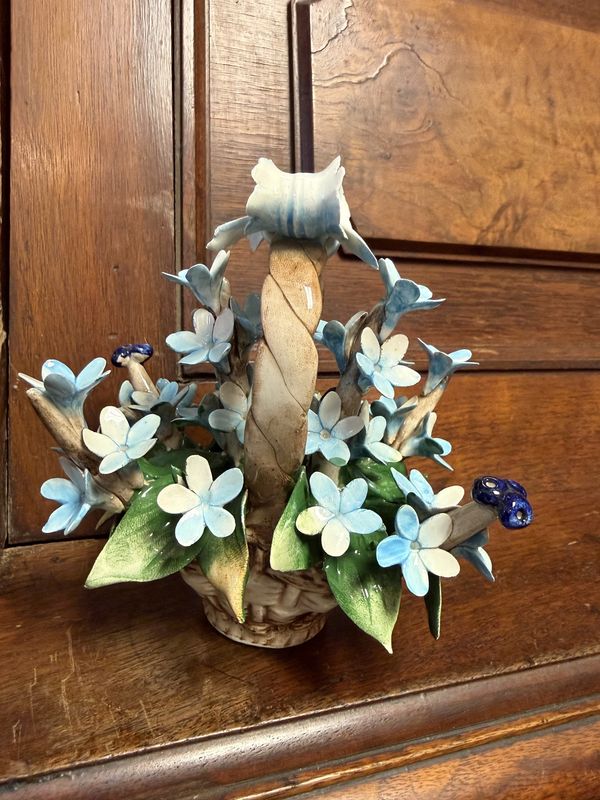 Mini Porcelain Forget Me Nots in a Basket Stillart