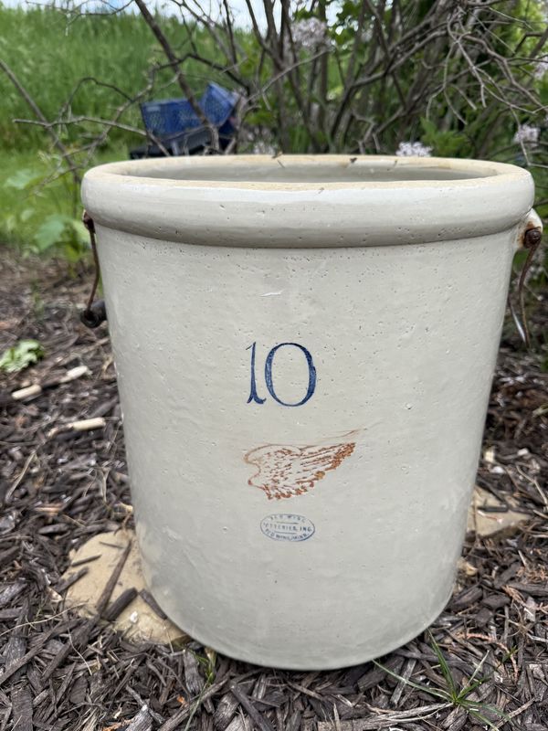 10 Gallon Red Wing Crock Bale Handles One wooden w/one missing wood