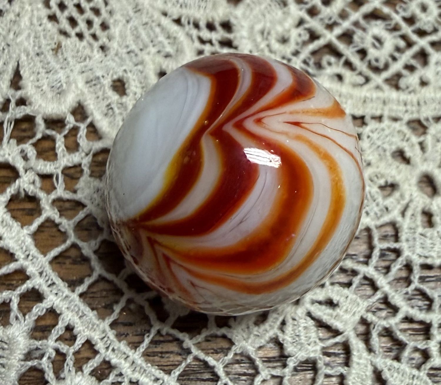 Vintage Cadmium Marble Glows under Black Light Akro Agate Peltier