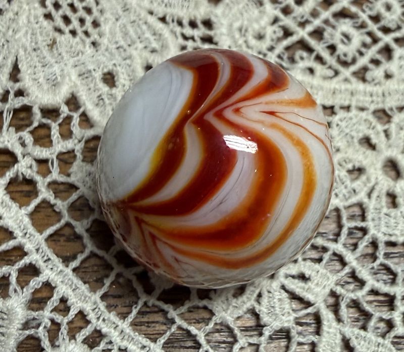 Vintage Cadmium Marble Glows under Black Light Akro Agate Peltier