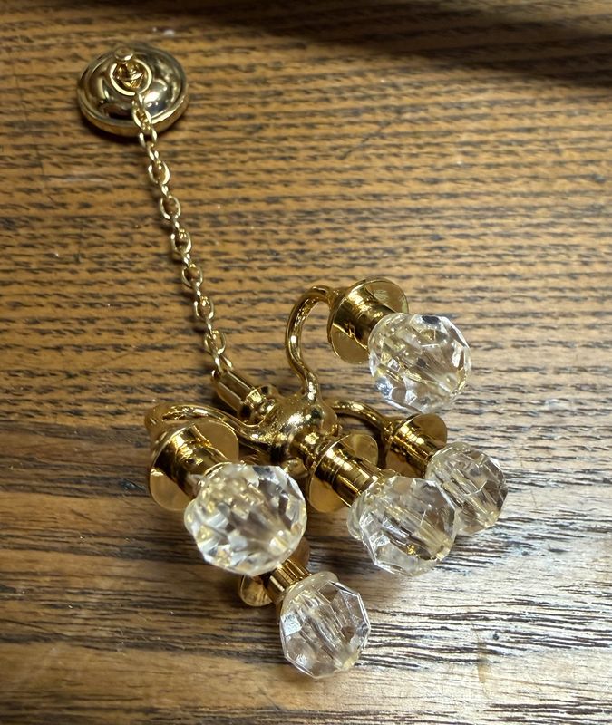 NOS Miniature/Doll House Brass and Lucite Chandelier