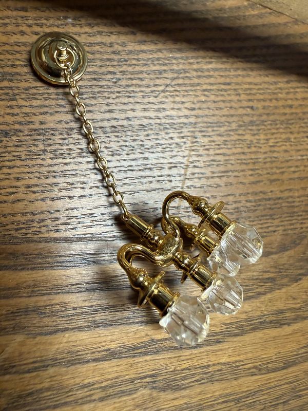 NOS Miniature/Doll House Brass and Lucite Chandelier