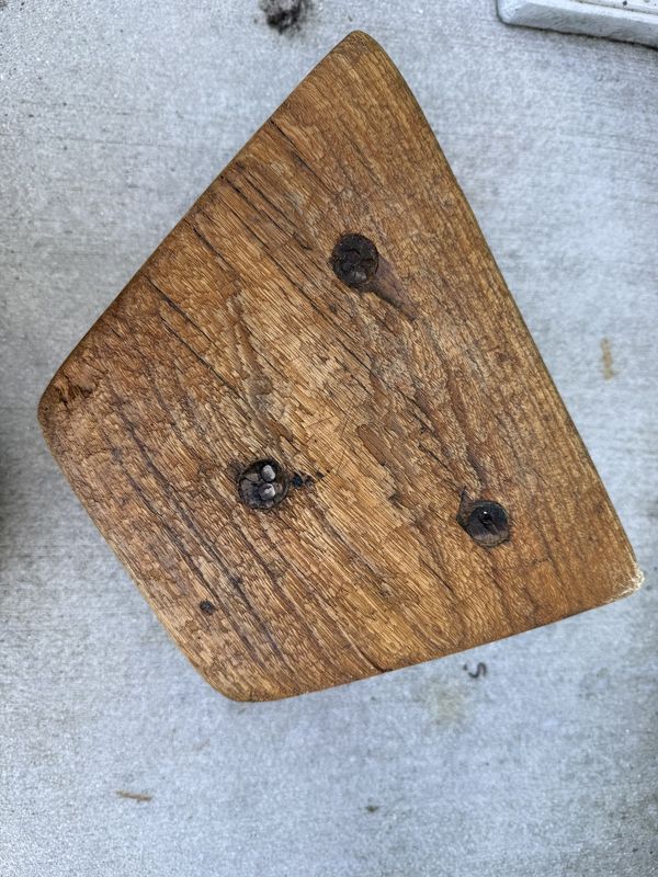 Primitive Hand Hewn Tripod Milking Stool Wood