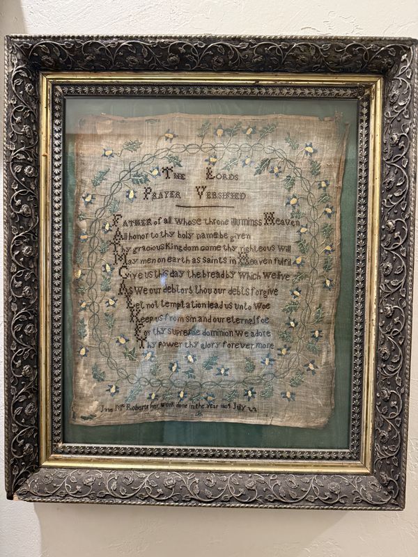 Georgian Era Sampler "Lord's Prayer" in Antique Frame
