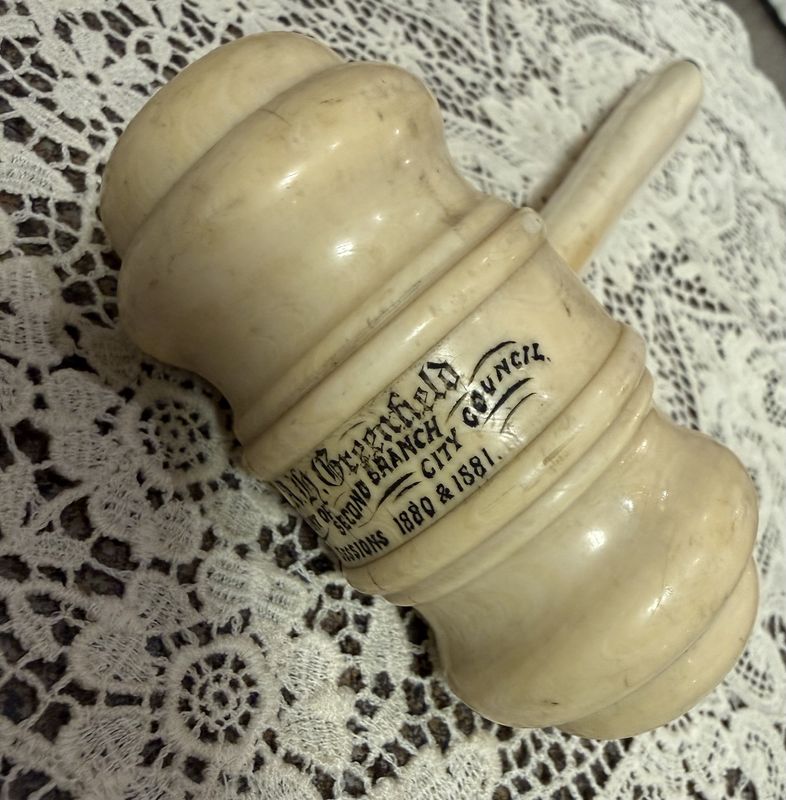 Heavy Carved Presentation Gavel With Black Graphics 1880-1881