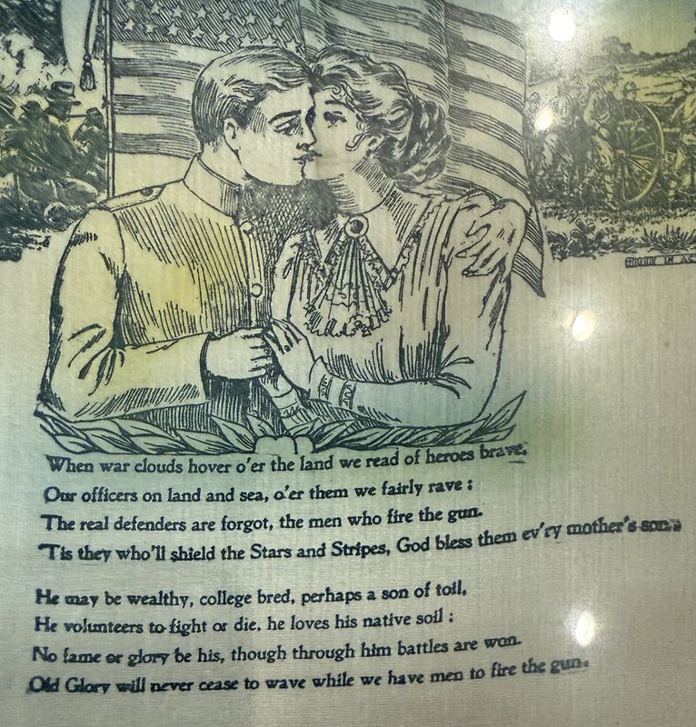Patriotic and Romantic WWI Sentiment Hanky Framed