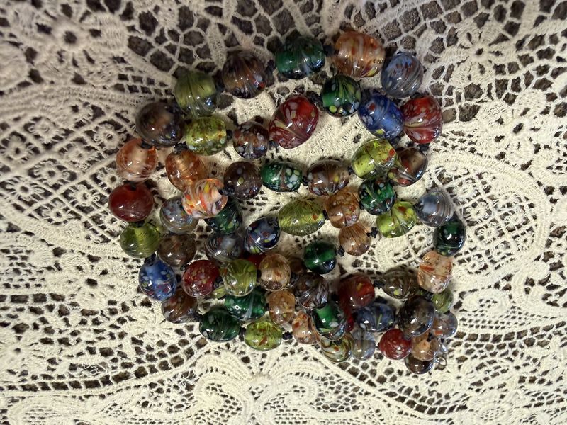 Hand Knotted Restrung Hand Made Glass Bead Necklace New Clasp