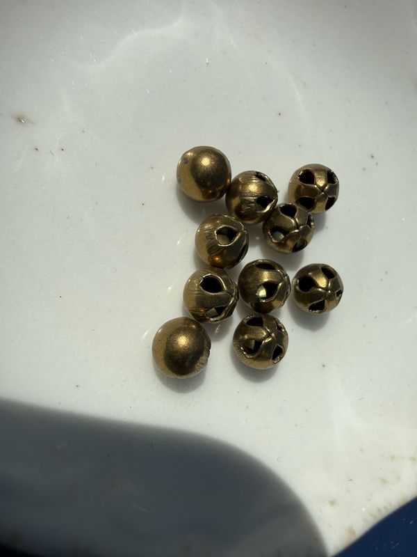 #71 Brass Sphere Beads 3 holed EACH
