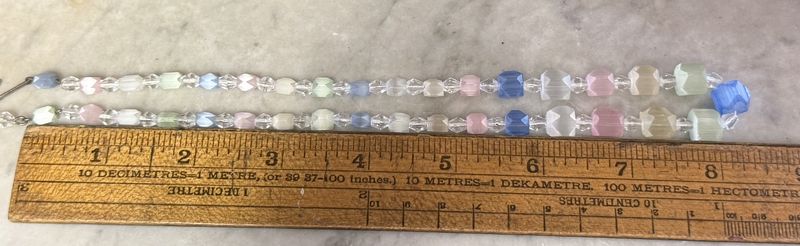 Vintage 1950s Atlas Glass Mixed Pastel Bean Necklace Adjustable Length