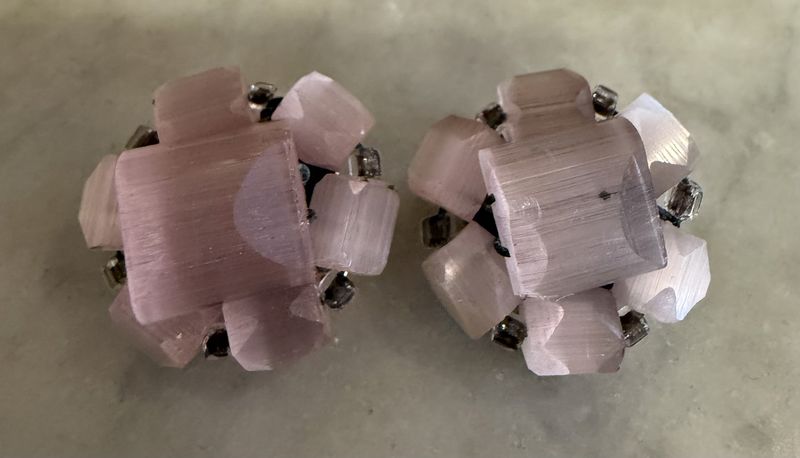 1950s Atlas Glass Pink Clip Earrings