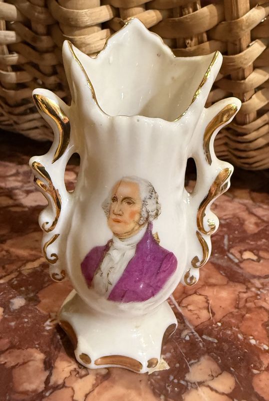 Vintage Bud Vase George Washington Porcelain Mount Vernon Souvenir