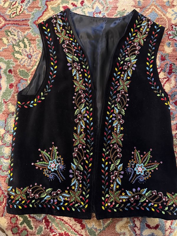 Vintage Elaborately Beaded Velvet Vest-Boho Ethnic