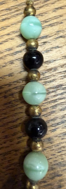 Antique Glass and Brass Bead Choker Necklace