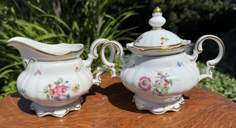 Hutschenreuther Floral Cream and Sugar
